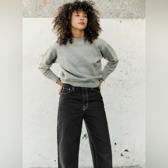 Imogene + Willie Molly Powell Wide Leg Jeans 31 Japanese Denim Black Slouchy - Picture 4 of 13